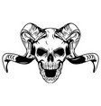 long horned skull with white background vector image