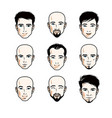 set of men faces human heads different characters vector image