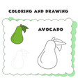 coloring and drawing book element avocado vector image