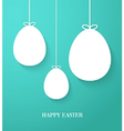 easter greeting card with hanging paper eggs vector image vector image