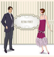 retro fashion party card background man woman vector image vector image