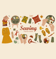 sewing items set vector image vector image