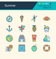 summer icons filled outline design collection 20 vector image vector image