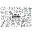 hello summer doodle on white background summer vector image vector image