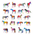 set of mosaic colorful horses vector image