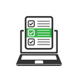questionnaire laptop icon in flat style online vector image