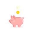 cute piggy bank with gold coin isolated on white vector image vector image