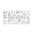 real estate horizontal banner in outline vector image