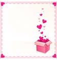 pink greeting card with ornate box of hearts vector image vector image