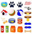 20 colorful cartoon pet shop elements set vector image vector image