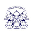 angry firefighter fire hydrant mascot monochrome vector image