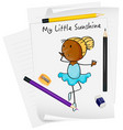 sketch little kids cartoon character on paper vector image