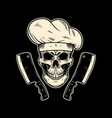 chef skull and meat cleavers design element vector image vector image
