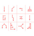 set of red segmented arrow with circle vector image vector image