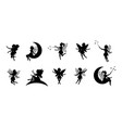 fairy silhouettes funny fairies in different vector image