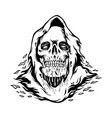 creepy head skeleton grim reaper cartoon logo vector image vector image
