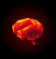 red low poly human brain on a black background vector image