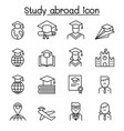 study abroad icon set in thin line style vector image