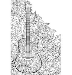 Adult coloring bookpage a cute guitar on the Vector Image