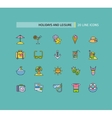 set of thin lines icons holidays and leisure vector image