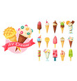 cartoon ice cream of set with fruits or vanilla vector image