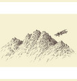 a flight over mountains plane flying over vector image vector image