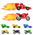 race car and motorcycle vector image vector image