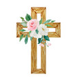 watercolor cross decorated with flowers easter vector image vector image