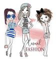 set with cute cartoon girls vector image
