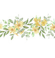 watercolor seamless border of yellow flowers vector image vector image