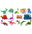 many dinosaurs on white background vector image