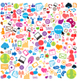 social network background with media icons vector image