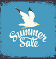 summer sale banner with seagull on blue background vector image