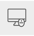 monitor and computer mouse thin line icon vector image