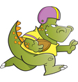 cartoon football dinosaur vector image
