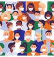 people crowd in face masks covid-19 caution vector image