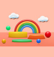 3d toy podiums cute rainbow cylinder pedestal vector image vector image