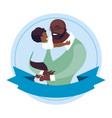 afro father with son characters in frame vector image