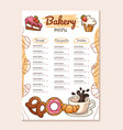 bakery main menu template mock for cafe vector image vector image