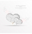 love hearts digitally drawn low poly wire frame vector image vector image