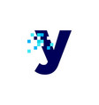 y letter lowercase pixel mark digital 8 bit logo vector image vector image