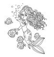 beautiful mermaid girl sends an kiss outlined vector image