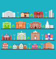 flat colorful city buildings set icon background vector image