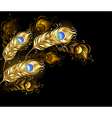 golden peacock feathers vector image vector image