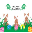 easter card with decorative eggs on green grass vector image vector image