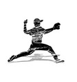 grunge silhouette baseball player vector image