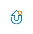 letter uj arrow up simple geometric line logo vector image