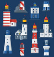 flat lighthouses and sea guide lights vector image vector image