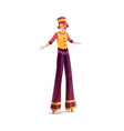 acrobat on stilts isolated clown artist vector image vector image