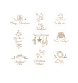 christmas labels hand sketch style line vector image vector image